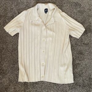 GAP Cream Short Sleeve Blouse